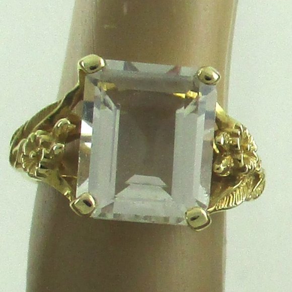 14K Yellow Gold White Quartz Ring - Size 5 - Picture 5 of 13